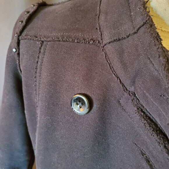 Vintage 90s Black Be Rock Los Angeles Express Long Coat Jacket, S-M - Picture 11 of 16